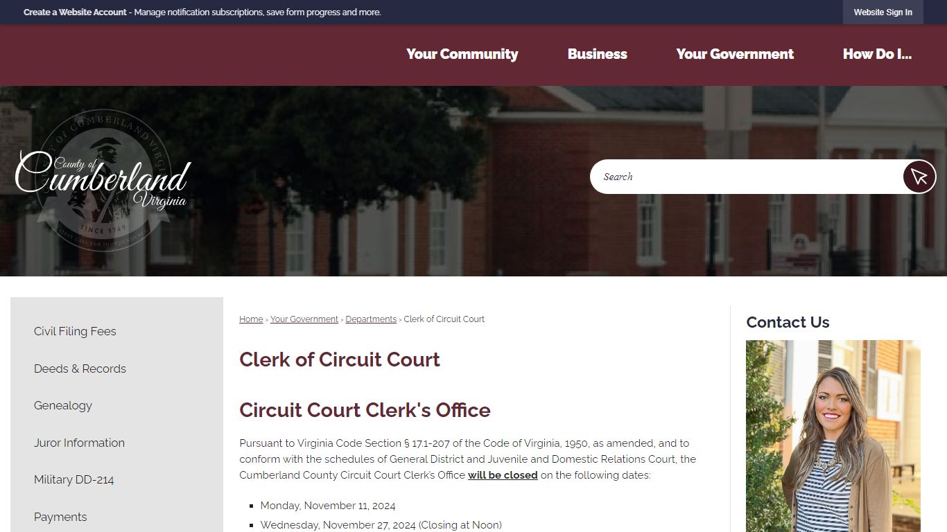 Clerk of Circuit Court | Cumberland County, VA - Virginia